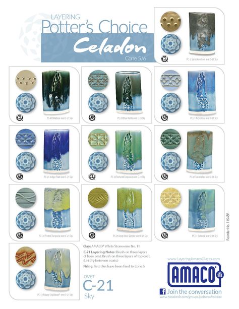 Celadon Gloss: HF Ceramic Glazes | AMACO Jade Celadon Glaze Combinations, Amaco Sky Celadon Glaze Combinations, Amaco Celadon Glaze Combinations Storm, Amaco Celadon Glaze Combinations, Amaco Celadon Glazes, Amaco Glazes Combinations, Celadon Glaze Combinations, Ceramic Glazing, Celadon Ceramics