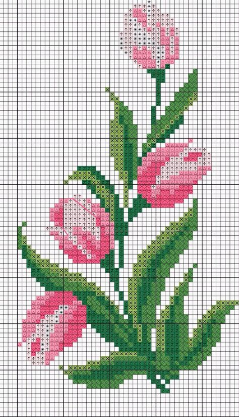 Unusual Knitting, Tulip Cross Stitch, Embroidery Stitches Beginner, Cross Stitch Border Pattern, Cross Stitch Fonts, Cross Stitch Tree, Pola Kristik, Cross Stitch Patterns Flowers, Pola Sulam