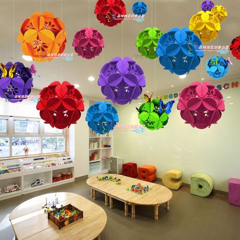 Store Opening ceremony decoration aerial ceiling hanging decoration kindergarten corridor classroom decorate hanging flower ball Class Ceiling Decoration, Hanging Classroom Decor, School Corridor Hanging Decoration Ideas, Classroom Hanging Decorations Ceilings Decorating Ideas, Hangings For Classroom Decoration, Classroom Ceiling Decor, Classroom Hanging Decorations, Hanging Ideas For School Decoration, Classroom Hanging Decorations Ceilings