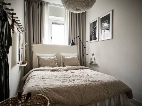 Calm home with grey walls | COCO LAPINE DESIGN | Bloglovin’ Small Double Bedroom, Popoyo, Narrow Bedroom, Calm Home, Small House Organization, Warm Paint Colors, Storage Ideas For Small Spaces, Coco Lapine Design, Ideas For Small Spaces