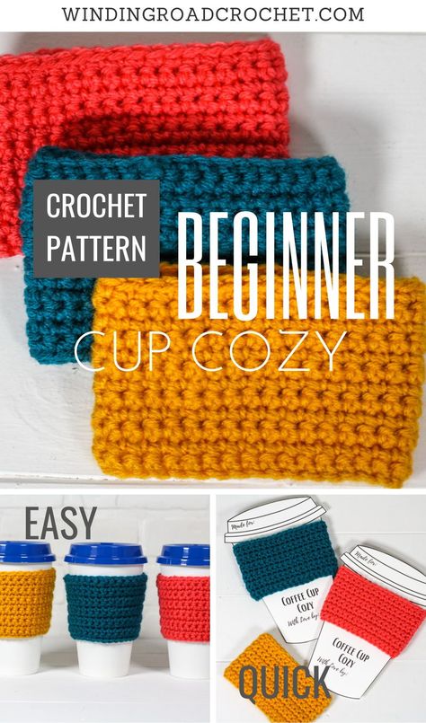 Simple Crochet Cup Cozy, Crochet Yeti Cozy, Quick Crochet Cup Cozy, Crochet Cup Cozy Tutorial, Beginner Crochet Cup Cozy, Easy Crochet Coozie, Easy Crochet Coffee Cozy, Easy Crochet Cup Cozy, Crochet Starbucks Cup Cozy Free Pattern