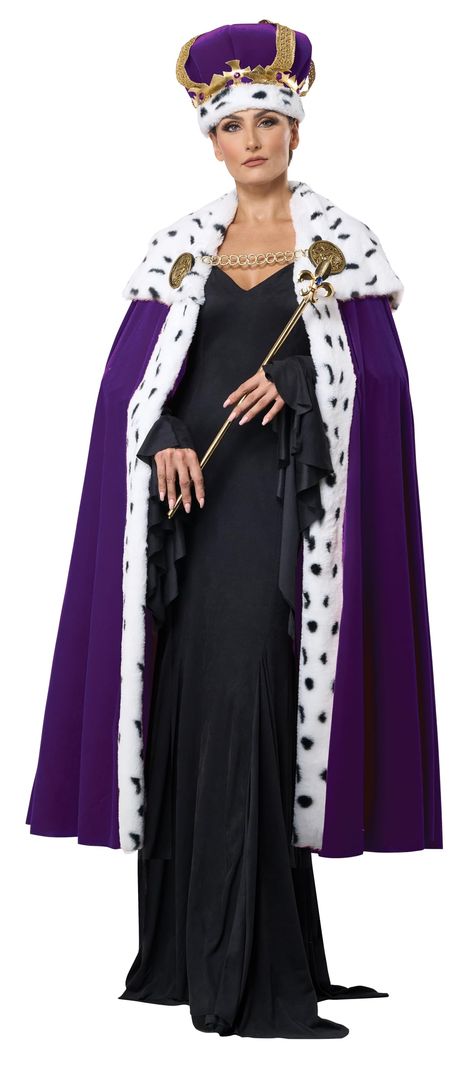 PRICES MAY VARY. Includes: Cape, Crown, (2) Medallions, Chain Trim Fur trim on both cape and crown Fabric: Velour Hoco Outfits, Royal Cape, Purple Cape, King Costume, California Costumes, Velvet Cape, Purple Hats, Costume Collection, White Faux Fur