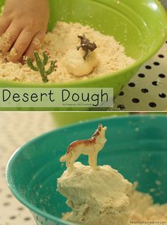 Creative Learning | Give your kids a fun sensory experience with this 2-ingredient "Desert Dough." Desert Science Activities, Wild West Stem Activities, Desert Animals Activities, Plant Crafts For Kids, Wild West Activities, Wild West Crafts, Desert Crafts, Desert Project, Habitat Activities