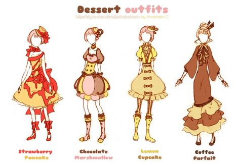 Dessert outfit Dessert Outfit, Groovy Fashion, Cool Clothes, Dress Design Drawing, Cartoon Character Design, Geek Chic, Fantasy Fashion, Funky Art, Magical Girl