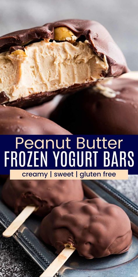 Healthy Dessert Bites, Healthy Filling Desserts, Homemade Ice Cream Dessert, Peanut Butter Treats Healthy, Greek Yogurt Sweet Treat, Sweets For Dieting, Keto Peanut Butter Frozen Yogurt, Healthy Desserts With Cool Whip, What To Eat Peanut Butter With