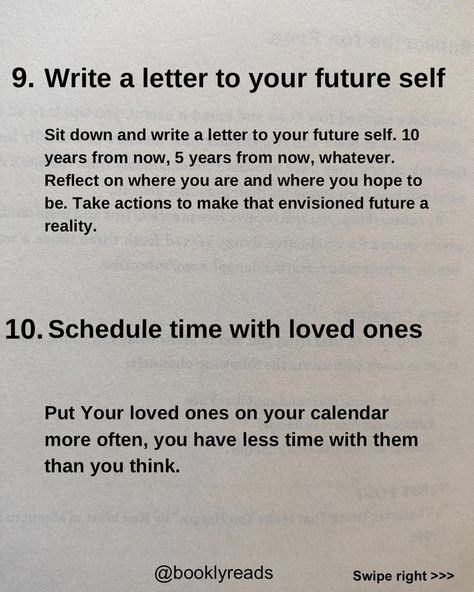 Useful life hacks I’ve found in 2024. These hacks will help you- -Be more disciplined -Be more focused -Push your limits -Create memorable experiences -Shift your perspective to seize the present -Manifest your desire - Live a happy and fulfilled life Which life hack resonates you? Follow @booklyreads for more life changing tips and lessons. Credit goes to original creator. #lifehacks #productivity #lifelessons #selfimprovement #personaldevelopment #personalgrowth #booklyreads Life Changing Tips, Acceptance Quotes, Fulfilled Life, Life Questions, Inspirational Books To Read, Letter To Yourself, More Life, Life Hack, Fulfilling Life