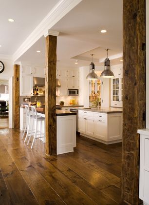 Rustic Wood Kitchen Cabinets, Beam Ideas, Wooden Floors Living Room, Craftsman Style Kitchen, Old Kitchen Cabinets, Interior Columns, Wood Beam, New Kitchen Cabinets, Wood Kitchen Cabinets