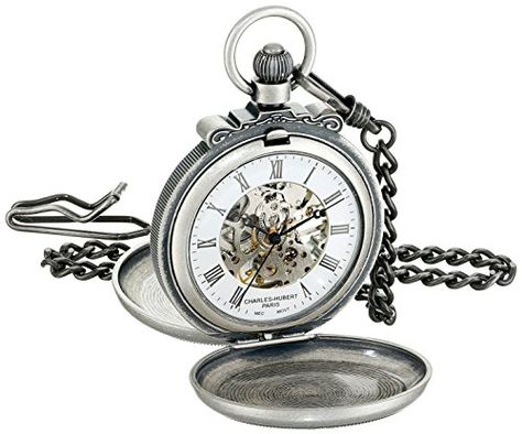 CharlesHubert Paris 3868S Classic Collection Antiqued Finish Double Hunter Case Mechanical Pocket Watch -- Read more  at the image link. Antique Pocket Watch, Gold Pocket Watch, Mechanical Pocket Watch, Timex Watches, Skeleton Watches, Pocket Watch Antique, Amazing Watches, Pocket Watch Chain, Watch Chain