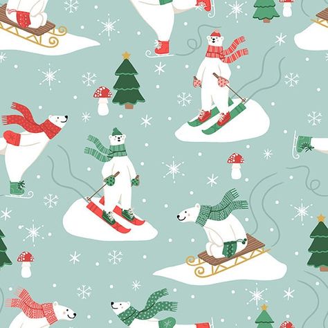 Polar Bear Cotton Fabric by the Yard - Polar Bear Lodge Polar Bear Sledding Light Blue: light blue background with skiing and sledding polar bears Condition: New, unwashed Fabric content: 100% Cotton Fabric width: 43 inches Manufacturer: Paintbrush Studio SKU: 120-23164 COORDINATING KONA SOLIDS https://etsy.me/3mlaZlG MY SHOP www.etsy.com/shop/BirtlesFabrics This listing is for fabric by the yard, custom cut when you order.  Any multi-yard cuts will be shipped as one continuous length.  Fat quar Polar Bear Drawing, Christmas Widgets, Polar Bear Print, Conversational Prints, Christmas Inspo, Wallpaper Photos, Winter Animals, Christmas Pillows, Iphone Wallpaper Photos