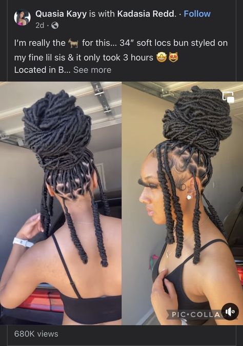 Elegant Braided Hairstyles, Blue And Black Braids, Black Braids Hairstyles, Soft Locs, Natural Hair Bun Styles, Braided Hairstyles For Black Women Cornrows, Big Box Braids Hairstyles, Black Ponytail Hairstyles, Faux Locs Hairstyles