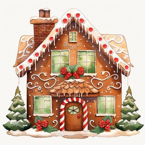 Page 38 | Watercolor Christmas House Images - Free Download on Freepik Xmas Gingerbread House, Gingerbread House Watercolor Painting, Ginger Bread House Paintings, Vintage Gingerbread House Illustration, Watercolor Clipart Free, Gingerbread House Clip Art, Gingerbread Village Drawing, Gingerbread Christmas Art, Christmas Houses Drawings