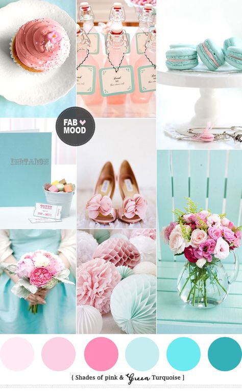 Turquoise Pink Wedding Colors | http://fabmood.com/turquoise-pink-wedding-colors/ Pink And Turquoise Wedding Decorations, Wedding Colors Turquoise, Farm Bedroom, Pink Wedding Colors, Colour Themes, Hot Pink Weddings, Beach Wedding Colors, Second Wedding, Pink Wedding Theme