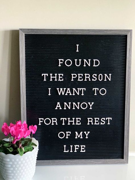 The BEST funny letter board quotes for your Valentine. Can also be used on chalkboards, for Valentines Day cards or notes. Cute Word Board Quotes, Romantic Letter Board Quotes, Marriage Letterboard Quotes, To My Valentine Quotes, Cute Notes For Him Funny, Funny Love Letter Board Quotes, Anniversary Letter Board Quotes, Anniversary Letterboard, Funny Valentines Letter Board Quotes