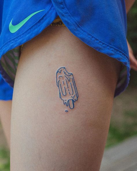 Blueberry Popsicles, Ice Cream Tattoo, Blue Tattoo, E Tattoo, Line Work Tattoo, Line Tattoos, Simple Lines, Beautiful Tattoos, Cute Tattoos