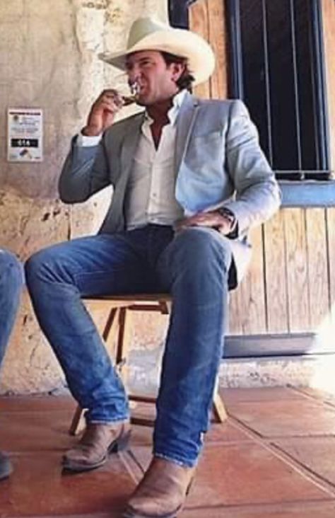 Cowboy With Blazer Men, Mens Western Sports Coat And Jeans, Classy Country Outfits Men, Southern Clothes Men, Men’s Western Suits, Tan Cowboy Hat Outfit Men, Cowboy Semi Formal Outfit Men, Cowboy Theme Party Outfit For Men, Slacks With Cowboy Boots Mens