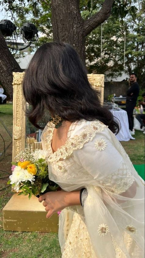 Desi, A Woman, Flowers, White