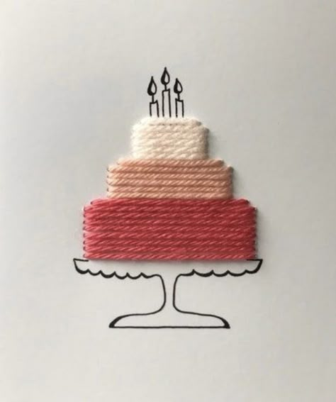 Card For Birthday, Pola Bordir, Birthday Cake Card, Birthday Gifts For Boyfriend Diy, Perfect Cute, Diy Birthday Gifts For Friends, Cute Cake, Embroidery Cards, Fabric Cards