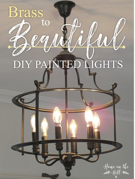 Home On The Hill: Updating brass lights with paint Brass Light Fixtures, Brass Lights, Farmhouse Fixer, Farmhouse Fixer Upper, Gold Light Fixture, Diy Light Fixtures, Brass Light Fixture, Paint Brass, Brass Light