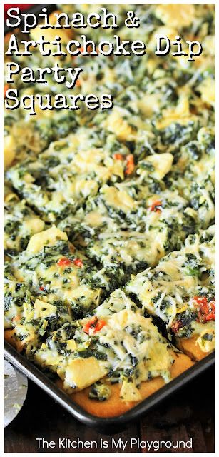 Party Squares, Crescent Roll Appetizers, Dip Party, Crescent Roll Crust, Spinach And Artichoke Dip, Artichoke Recipes, Appetizers Easy Finger Food, Crescent Roll Recipes, Best Appetizer Recipes