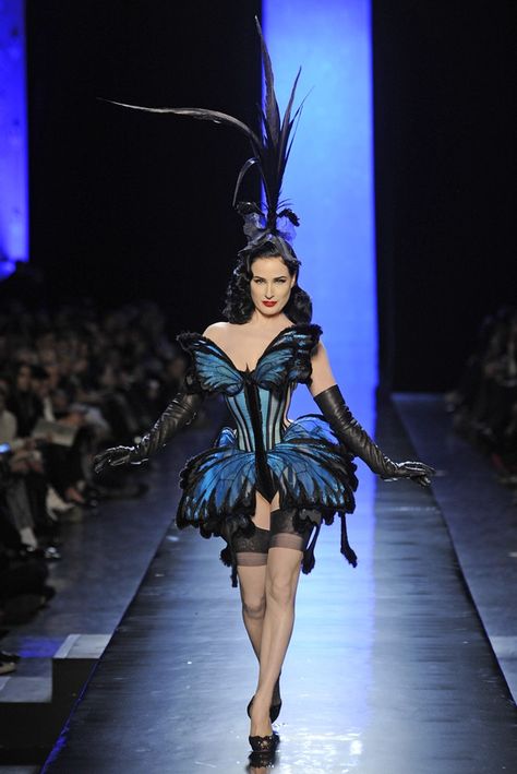 Satine Moulin Rouge, Blue Butterfly Dress, Jean Paul Gaultier Couture, Gaultier Couture, Dita Von Tease, Jean Paul Gaultier Haute Couture, 2014 Couture, Couture 2014, Paul Gaultier Spring