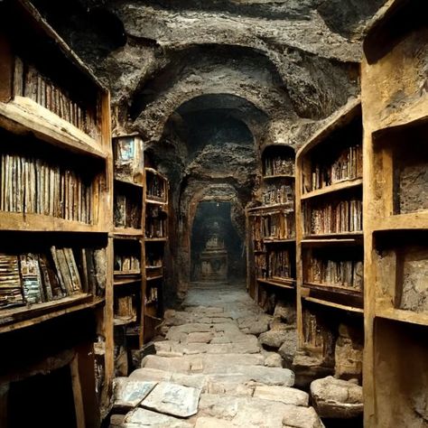 Manuscript Aesthetic, Magic Library Aesthetic, Chained Library, Stone Library, Cave Library, Ancient Libraries, Underground Library, Medieval Library, Library Magic