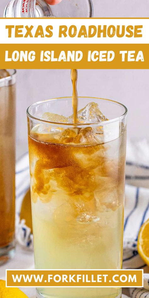 Are you looking for a yummy drink that's a mix of flavours? Today, we're talking about Texas Roadhouse Long Island Iced Tea Recipe. #TexasRoadhouse #LongIslandIcedTea #Recipe Applebees Long Island Iced Tea, How To Make Long Island Iced Tea, Easy Long Island Iced Tea, Long Island Ice Tea Alcoholic Drinks, Long Island Tea Recipe, Texas Tea Cocktail, Top Shelf Long Island Iced Tea Recipe, Texas Roadhouse Drinks, Long Island Iced Tea Recipe Pitcher