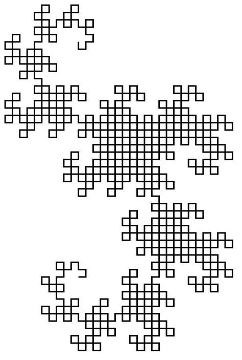 Fractals You Can Draw (The Dragon Curve or The Jurassic Fractal) Fractal Graphic Design, Radio Doodle, Arches Tattoo, Fractal Drawing, Sean Tattoo, Fractal Tattoo, Mathematical Patterns, Mathematics Art, Geometry Shapes