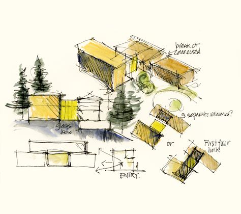 Sketching architecture Landscape Architecture Presentation, Croquis Architecture, Architect Sketch, Asma Kat, Detail Arsitektur, Conceptual Sketches, Concept Models Architecture, Architecture Concept Diagram, Architecture Concept Drawings