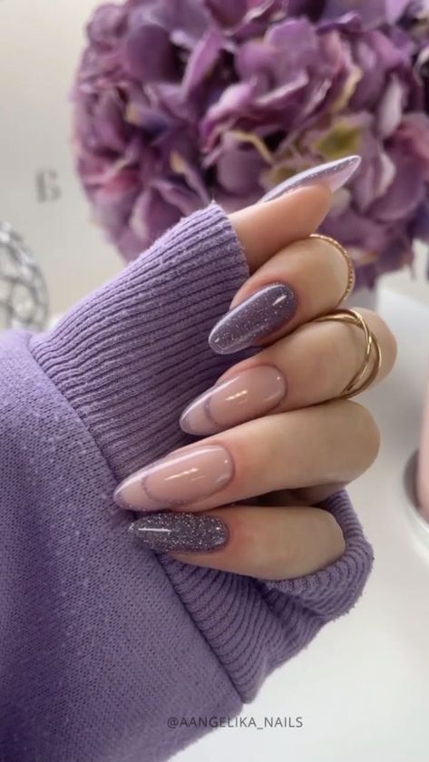 ليلو وستيتش, Lavender Nails, Ombre Acrylic Nails, Colorful Nails, Classy Nails, Chic Nails, Fancy Nails, Purple Nails, Stiletto Nails