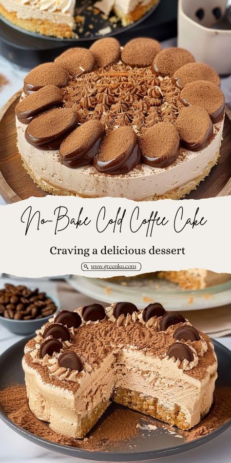 Quick and Easy No-Bake Cold Coffee Cake: Ready in 10 Minutes! Ingredients: 500 ml sweetened whipping cream 200 g condensed milk 40 ml strong coffee (cooled) 4 teaspoons instant coffee Ladyfinger biscuits Brewed coffee (for dipping) Bitter cocoa (for dusting) Coffee beans (for garnish) #Dessert #Cake Instant Coffee Dessert Recipes, Condensed Milk Recipes Desserts, Condensed Milk Desserts, Milk Recipes Dessert, Dessert Cups Recipes, Cold Cake, Condensed Milk Recipes, Baking Recipes Cookies, Cold Desserts