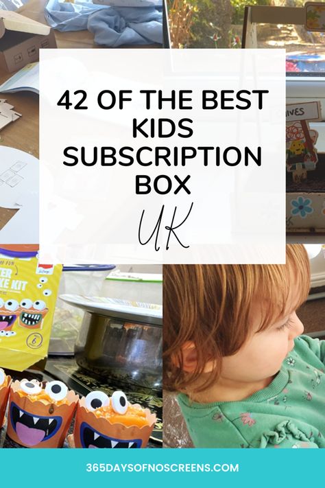 If you’re looking for monthly gifts for kids that don’t involve a screen, then this article is for you! From subscriptions for toddlers to a kids’ activity box suitable for 12-year-olds, this article will go through 42 of the best subscription boxes for families in the UK. #subscriptionboxes #screentime Craft Box Subscription, Subscriptions For Kids, Subscription Boxes For Kids, Activity Box, Best Subscription Boxes, Book Subscription, Monthly Subscription Boxes, Month Gifts, Kids Activity