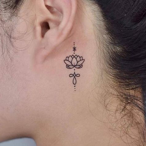 Peach Tattoo, Behind Ear Tattoos, 13 Tattoos, Pretty Hand Tattoos, Neck Tattoos Women, Small Meaningful Tattoos, Small Tattoos For Guys, Lotus Tattoo, 문신 디자인