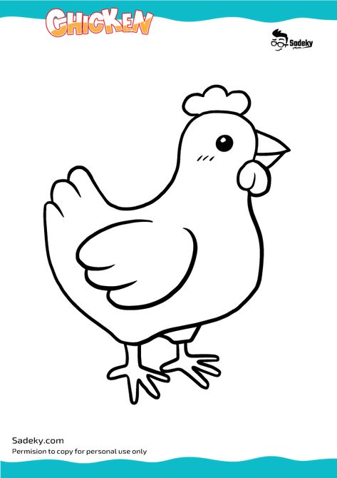 Color Activities For Toddlers, Chicken Coloring Pages, Preschool Valentine Crafts, Chicken Coloring, Chicken Drawing, Patchwork Quilting Designs, Drawing Block, Cartoon Chicken, Farm Animal Coloring Pages