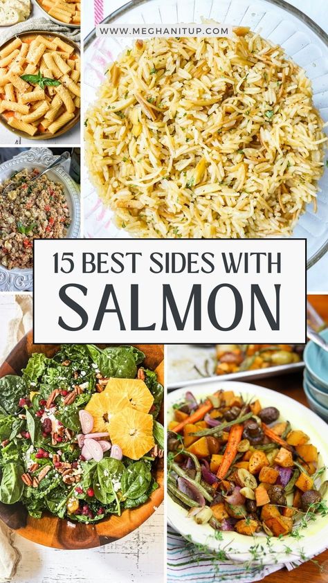 Looking for delicious and healthy side dishes to serve with salmon? Look no further than our list of the 15+ best sides with salmon! From roasted vegetables to flavorful quinoa salads, our recipes are sure to please even the pickiest eaters. Plus, each dish is packed with nutrients to keep you feeling satisfied and energized. Browse our selection today and start cooking up a storm! Salads That Pair With Fish, Salad That Goes With Salmon, Sides Dishes With Salmon, Teriyaki Salmon Side Dishes, Steak And Salmon Dinner Sides, Salmon Side Dishes Ideas Healthy, Vegetable Side Dishes With Salmon, Salad For Salmon Side, Salmon Side Dishes Ideas Veggies