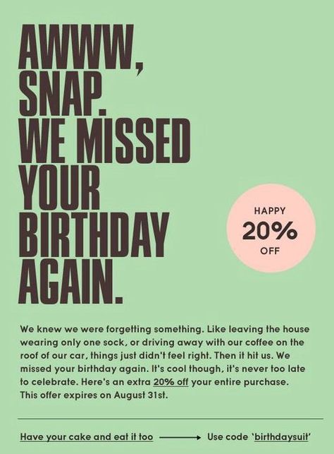 8 Happy Birthday Email Examples You Need to See Birthday Campaign, Happy Birthday Email, Email Newsletter Inspiration, Marketing Roadmap, Birthday Mail, Funny Emails, Facebook Ads Examples, Email Advertising, Email Marketing Examples