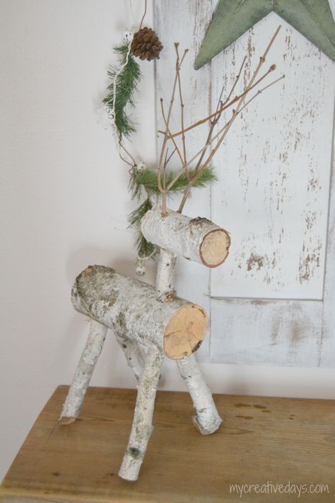 Birch Wood Crafts, Reindeer Diy, Birch Tree Decor, Birch Craft, Wood Reindeer, Wooden Deer, 2014 Christmas, Christmas Wood Crafts, A Deer