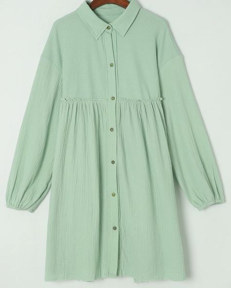 100% COTTON Green Patchwork Crinkle Puff Sleeve Shirt Mini Fall Dress. #cotton #cottondress #cottondresses #cottondressmaterials #falldress #falldresses #falloutfits #falloutfits #falloutfitideas #falloutfitinspo #infashion #instyle Puff Sleeve Shirt, Fall Dress, Dress Cotton, Outfit Inspo Fall, Hem Dress, Fall Dresses, Cotton Dresses, Puff Sleeve, Sleeve Shirt