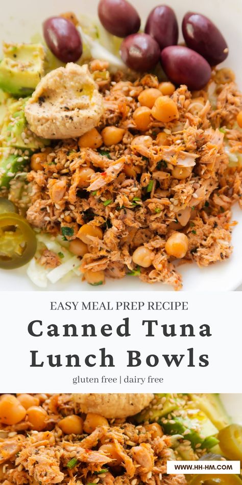 Healthy Tuna Bowl Recipes, Tuna And Lentils Recipe, Tuna Bowl Meal Prep, Lunch Meal Prep Tuna, Canned Tuna Bowl Recipe, Canned Tuna Meal Prep, Tuna Bowl Healthy, Tuna Protein Bowl, Canned Tuna Lunch Ideas