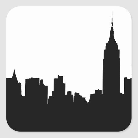 City Sillouhette, Nyc Silhouette, Nyc Stickers, Free Stencils Printables Templates, Building Silhouette, Canvas Art Painting Acrylic, City Skyline Silhouette, New York Painting, Skyline Painting