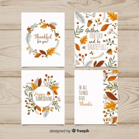 Beautiful autumn colors cards for Thanksgiving celebration, leaf frame and holiday quotes File ready to print, free instant download, hand draw printable Diy Illustration, Kartu Ulang Tahun Diy, Autumn Cards, Fall Banner, Karten Design, Autumn Thanksgiving, Happy Thanksgiving Day, 카드 디자인, Greeting Card Template