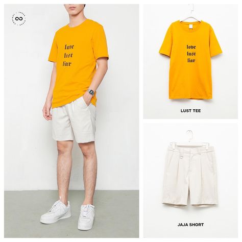 #outfits with #shorts and light yellow #tshirt Yellow Tshirt Outfits For Men, Tshirt And Shorts Outfit, Outfits With Shorts, Yellow Tshirt, Mens Summer Outfits, Cool Outfits For Men, Yellow T Shirt, Yellow Shirts, Tshirt Outfits