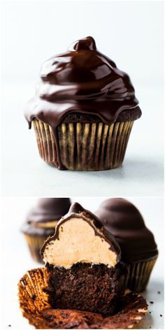 Chocolate Shell Cupcakes, Chocolate And Peanut Butter Cupcakes, Hi Hat Cupcakes, Peanut Butter Chocolate Cupcakes, Hard Chocolate Shell, Chocolate Cupcakes With Peanut Butter, Hat Cupcakes, Making Peanut Butter, Chocolate Peanut Butter Cupcakes