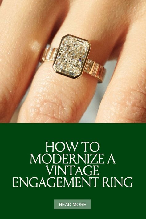 While we’re still not sure how we feel about skinny jeans, we are totally in on the resurgence of vintage engagement rings. But we don’t mean actual vintage rings. We mean new engagement rings with vintage details that have a timeless feel. One of the folks on board with modernizing a vintage engagement ring? We’ve got you. Here’s everything you need to know about how to rock a vintage influence with modern appeal. Redo Old Wedding Ring, 1950s Engagement Ring, In With The Old, Low Profile Engagement Rings, Frank Darling, Vintage Details, When I Get Married, Modern Engagement Rings, Vintage Engagement Ring