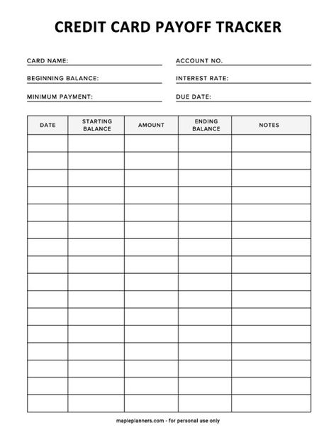 Free Credit Card Payoff Tracker Template Credit Card Payoff Tracker, Printable Credit Card, Credit Card Payment Tracker, Credit Card Debt Tracker, Bill Organization Printables, Paying Off Credit Card Debt, Budget Planner Book, Credit Card Tracker, Bill Tracker Printable