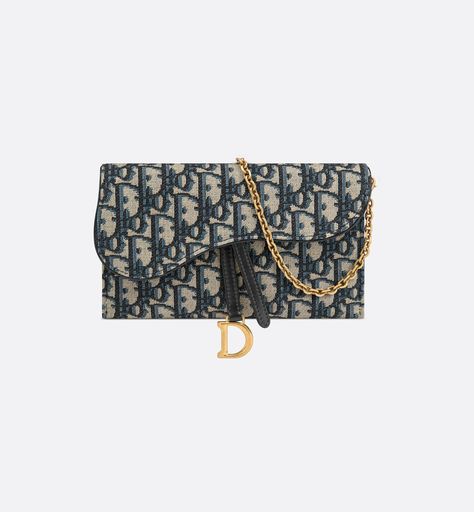 Saddle Pouch Blue Dior Oblique Jacquard | DIOR Saddle Pouch, Dior Purse, Wallet With Chain, Blue Dior, Dior Oblique, Dior Saddle, Christian Dior Couture, Dior Wallet, Best Wallet