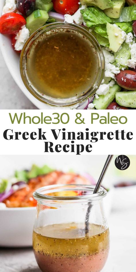 Whole 30 Greek Dressing, Dairy Free Greek Dressing, Paleo Greek Salad, Whole30 Greek Salad, Whole 30 Salad Dressing, Vinegrette Salad Dressing, Greek Vinaigrette Dressing, Healthy Greek Salad Dressing, Whole30 Salad Dressing