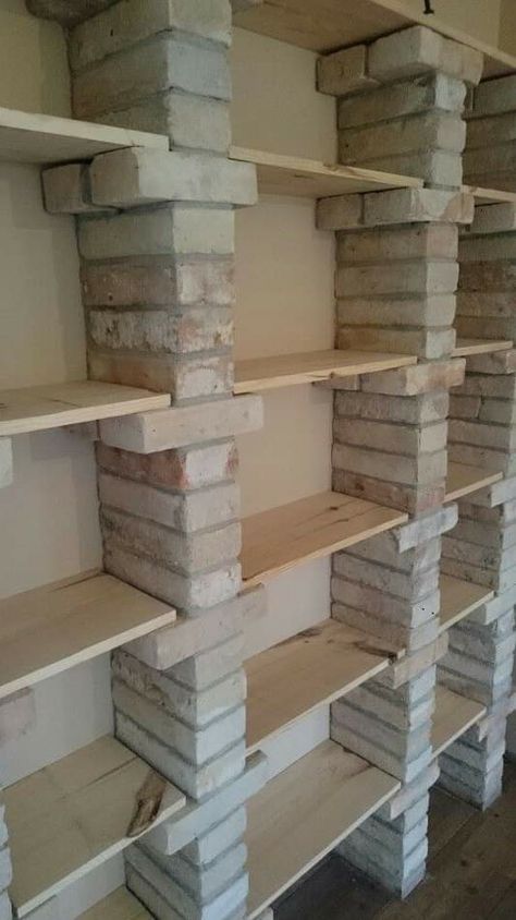 Brick Shelves, Diy Regal, Hemma Diy, Hus Inspiration, Modern Rustic Interiors, Diy Shelves, Design Case, Furniture Projects, تصميم داخلي