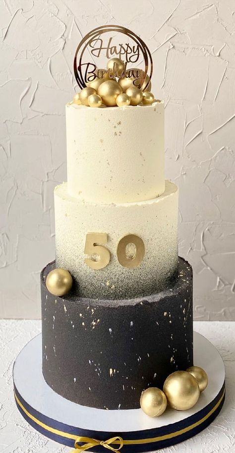 ombre grey birthday cake, 50th birthday cake, birthday cake for 50th birthday Grey Birthday Cake, Cake For 50th Birthday, 50 Years Birthday Cake, Cake 50th Birthday, Cute Cake Ideas, 50th Anniversary Cookies, 50th Birthday Cakes For Men, Modern Birthday Cakes, Anniversary Cookies