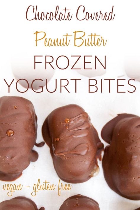 These sweet Chocolate Covered Peanut Butter Frozen Yogurt Bites are crunchy on the outside and creamy on the inside. Low Carb Ice Cream Recipe, Chocolate Frozen Yogurt, Frozen Yogurt Bites, Peanut Butter Yogurt, Trim Healthy Recipes, Frozen Yogurt Recipes, Yogurt Bites, Chocolate Covered Peanuts, Low Carb Ice Cream