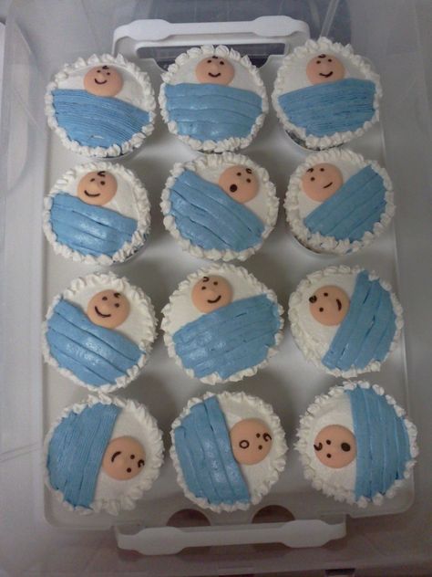 Baby Shower Cupcakes - Baby Boy Shower Cupcakes Baby Boy Shower Cupcakes, Gateau Baby Shower Garcon, Baby Shower Cupcake Cake, Boy Cupcakes, Baby Shower Cupcakes For Boy, Baby Boy Cupcakes, Baby Shower Snacks, Cupcakes For Boys, Baby Cupcake